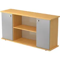 Hjh OFFICE PRO KAPA SB | Sideboard | mit Türen - Buche/Silber mit Knauf Sideboard