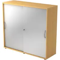 Hjh OFFICE PRO BETA 1753S - Buche/Silber 3 OH Schiebetürenschrank Bogengriff Metall