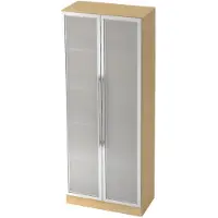 Hjh OFFICE PRO SIGNA G 7100G RE - Ahorn/Silber 5 OH Schrank mit Milchglastüren Relinggriff Kunststoff