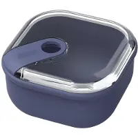 Rotho ELA Frischhaltedose 1 Liter, auslaufsicher, quadratisch, Moderne Dose aus recycelten Kunststoffen mit Klick zum Öffnen und Verschließen, Farbe: midnight blue