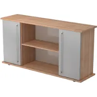 Hjh OFFICE PRO KAPA SB | Sideboard | mit Türen - Nussbaum/Silber Sideboard Relinggriff Kunststoff