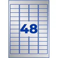 Avery Zweckform Typenschildetiketten L6009-8, extrem robust, geeignet für SW-Laserdrucker, 45,7 x 21,2 mm, 384 Stück/8 A4-Bogen, Polyesterfolie, silber