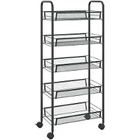 vidaXL Küchenwagen 5 Etagen Schwarz 46x26x105 cm Eisen
