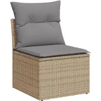 vidaXL 6-tlg. Garten-Sofagarnitur mit Kissen Beige Poly Rattan