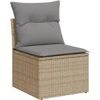 vidaXL 4-tlg. Garten-Sofagarnitur mit Kissen Beige Poly Rattan