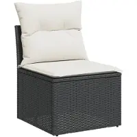 vidaXL 3-tlg. Garten-Sofagarnitur mit Kissen Schwarz Poly Rattan