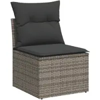 vidaXL 10-tlg. Garten-Sofagarnitur mit Kissen Grau Poly Rattan