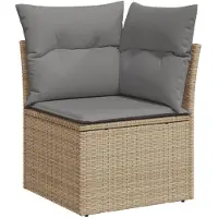 vidaXL 5-tlg. Garten-Sofagarnitur mit Kissen Beige Poly Rattan