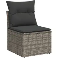 vidaXL 6-tlg. Garten-Sofagarnitur mit Kissen Grau Poly Rattan