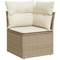 vidaXL 4-tlg. Garten-Sofagarnitur mit Kissen Beige Poly Rattan