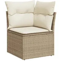 vidaXL 5-tlg. Garten-Sofagarnitur mit Kissen Beige Poly Rattan