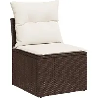 vidaXL 3-tlg. Garten-Sofagarnitur mit Kissen Braun Poly Rattan
