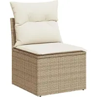 vidaXL 4-tlg. Garten-Sofagarnitur mit Kissen Beige Poly Rattan