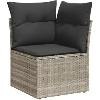 vidaXL 4-tlg. Garten-Sofagarnitur mit Kissen Hellgrau Poly Rattan