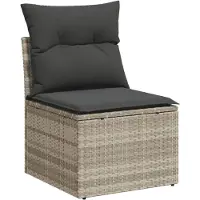 vidaXL 3-tlg. Garten-Sofagarnitur mit Kissen Hellgrau Poly Rattan