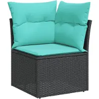 vidaXL 8-teiliges Gartensofa-Set mit Kissen, schwarzes Polyrattan