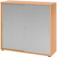 Hjh OFFICE PRO BETA 1753S - Buche/Silber 3 OH Schiebetürenschrank Metallgriff