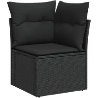 vidaXL 9-tlg. Garten-Sofagarnitur mit Kissen Schwarz Poly Rattan