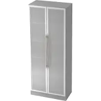 Hjh OFFICE PRO SIGNA G 7100G RE - Grau/Silber 5 OH Schrank mit Milchglastüren Relinggriff Kunststoff