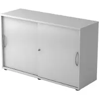 Hjh OFFICE PRO BETA 1752S - Grau 2 OH Schiebetürenschrank Bogengriff Metall