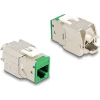 DeLOCK Keystone Modul RJ45 Buchse zu LSA Cat.6A werkzeugfrei grün Set 10 Stück, Flach, Grün, RJ-45, LSA, Weiblich, Weiblich