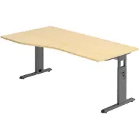 Hjh OFFICE PRO MEGA 18 G | 180x100 | h?henverstellbar - 180 x 100 h?henverstellbar Ahorn/Graphit