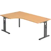 Hjh OFFICE PRO MEGA 82 G - Holz 200 x 120 C-Fu? Schwarz h?henverstellbar Buche/Graphit