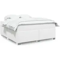vidaXL Boxspringbett mit Matratze Weiß 180x200 cm Kunstleder