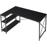 En.casa Schreibtisch 'Raundsvalt' mit 1 Regal L-förmig 137x88x75 cm Schwarz