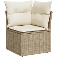 vidaXL 10-tlg. Garten-Sofagarnitur mit Kissen Beige Poly Rattan