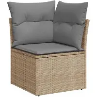 vidaXL 10-tlg. Garten-Sofagarnitur mit Kissen Beige Poly Rattan