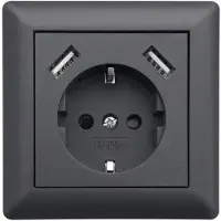 LEDmaxx 2xUSBSchutzkontaktsteckdose20mAanthrazit