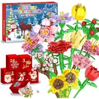 Merkloos Elzusha - Adventskalender "Bouwblokken Blumen" 2025 - 24 Tage Bauspielzeug mit Blumenmotiven