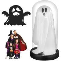 IeGeek Halloween Geist LED Dekoration, leuchtende Gartenfigur für Außenbereich Halloween Deko Geist Lichter Leuchtender Geist in Glasglocke Nachtlicht Innen