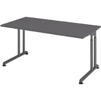 Froschkönig24 Schreibtisch Z-Serie | inkl. Kabelwanne | C-Fuß | höheneinstellbar, Größe Tischplatte:160 x 80 cm, Farbe Tischplatte:Graphit, Farbe Gestell:Graphit