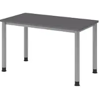 Froschkönig24 Mini-Office Schreibtisch H-Serie | 67 cm tief | 4-Fuß | höheneinstellbar | extrem stabil, Größe Tischplatte:120 x 67,2 cm, Farbe Tischplatte:Graphit, Farbe Gestell:Silber