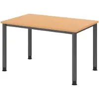 Froschkönig24 Schreibtisch H-Serie | 4-Fuß-Gestell | höheneinstellbar | extrem stabil, Größe Tischplatte:120 x 80 cm, Farbe Tischplatte:Buche, Farbe Gestell:Graphit