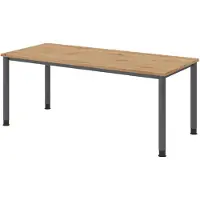 Froschkönig24 Schreibtisch H-Serie | 4-Fuß-Gestell | höheneinstellbar | extrem stabil, Größe Tischplatte:180 x 80 cm, Farbe Tischplatte:Asteiche, Farbe Gestell:Graphit