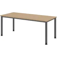 Froschkönig24 Schreibtisch H-Serie | 4-Fuß-Gestell | höheneinstellbar | extrem stabil, Größe Tischplatte:180 x 80 cm, Farbe Tischplatte:Eiche, Farbe Gestell:Graphit