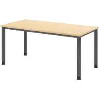 Froschkönig24 Schreibtisch H-Serie | 4-Fuß-Gestell | höheneinstellbar | extrem stabil, Größe Tischplatte:160 x 80 cm, Farbe Tischplatte:Ahorn, Farbe Gestell:Graphit