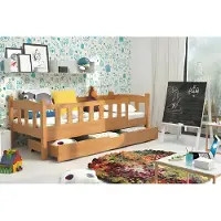 AEA KINDERBETT Bett mit Bettkasten und Rausfallschutz JUGENDBETT Massivholz BETTEN