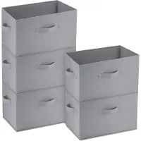 Merkloos Aufbewahrungsboxen 5 Stück - Aufbewahrungsbox - Faltbar - Grau - 38x25x25 cm - Langlebiges Material - Aufbewahrungskörbe
