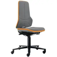 BIMOS Arbeitsdrehstuhl Neon Rollen Supertec-Gewebe grau orange 450-620 mm