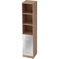Hjh OFFICE PRO SIGNA G 7600 RE - Nussbaum/Silber 5 OH Schrank mit 4 Schüben Relinggriff Kunststoff