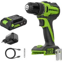 Greenworks 24V Akku‑Bürstenlos‑Bohrschrauber DD335, 35 Nm Drehmoment, inkl. 2Ah