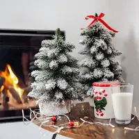 Creative Home Künstlicher Weihnachtsbaum mit Schnee - Tannenbaum Künstlich im Jutesack