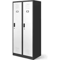Jan Nowak Stahlspind Garderobenschrank Spind Kleiderspind Doppelspind 2 Abteile Flügeltüren Trennwand Pulverbeschichtung 180 x 80 x 50 cm Farbe: Anthrazit/weiß