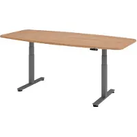 Hammerbacher Konferenztisch XDSM22 nussbaum Tonnenform, T-Fuß-Gestell grau, 220,0 x 103,0 x 62,0 - 127,0 cm