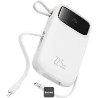 Baseus Qpow2 Dual-Cable Digital Display Fast Charge Power Bank 10000mAh 22.5W Stellar White, 10000 mAh, Lithium Polymer (LiPo), Weiß
