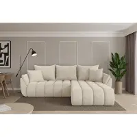 ALTDECOR Ecksofa mit Schlaffunktion und Bettkasten - TOKO-L-v1 - 277x194x86 - Creme - Corner Sofa Eckcouch Couch L-Form, links/rechts angeordnet, Schlafcouch Ausziehbar Wohnlandschaft